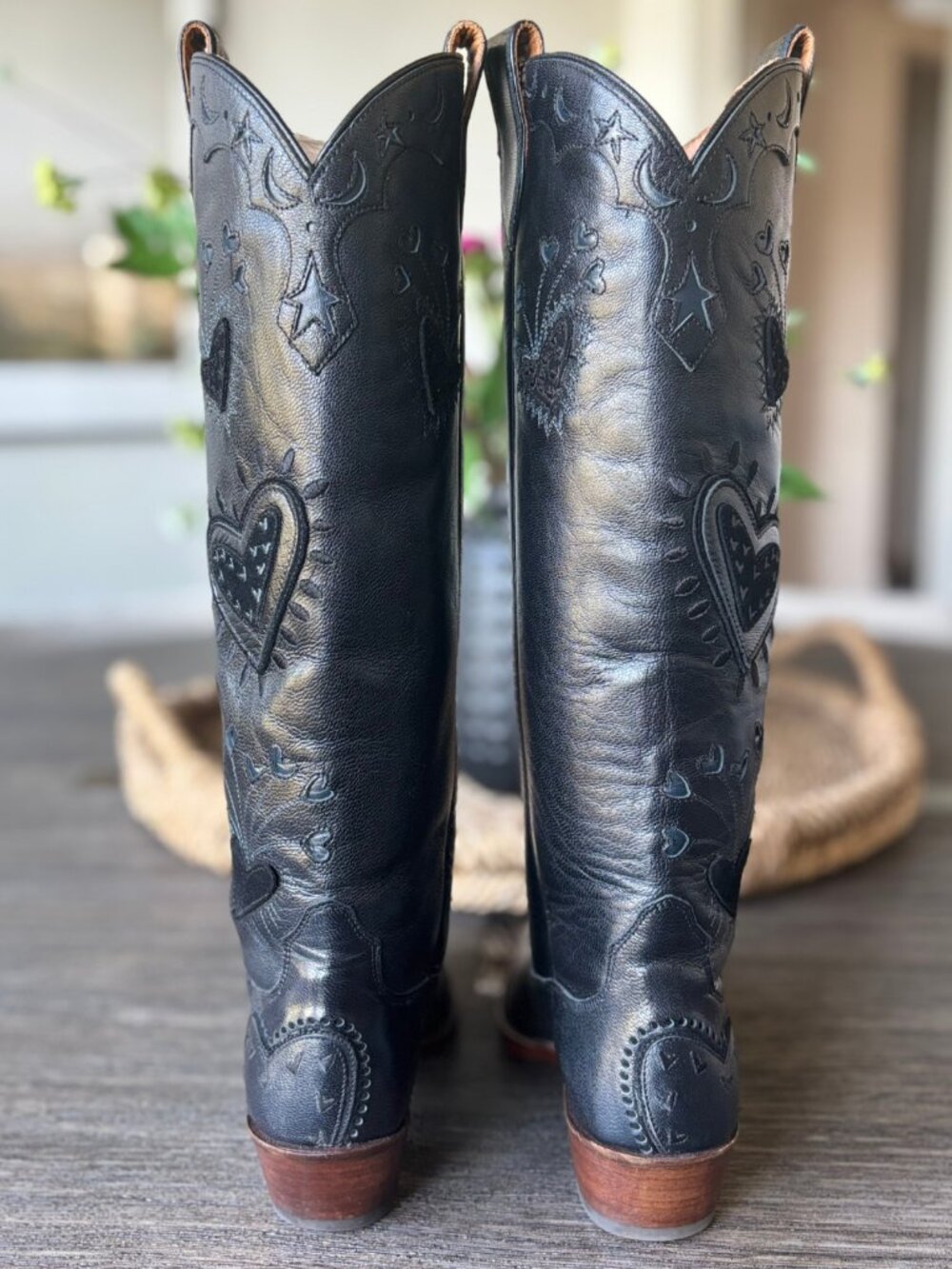 Miron Crosby Lilly Black Hearts Cowboy Western Boots. Excellent Condition - Picture 3 of 10